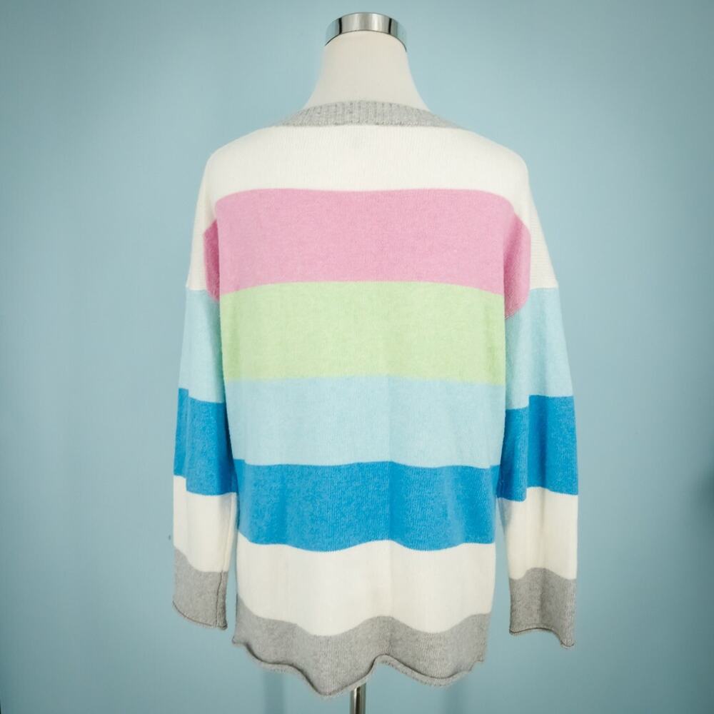 Talbots Plus Size 0x Rainbow Stripe Print Crew Ne… - image 2